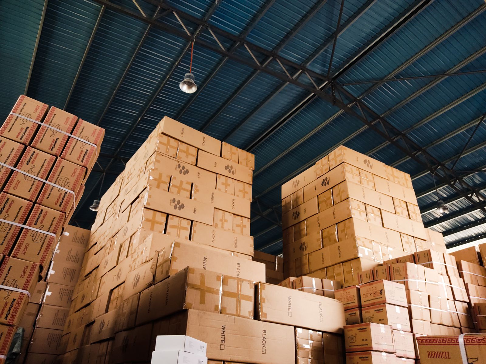 Stacked parcels ready for dispatch